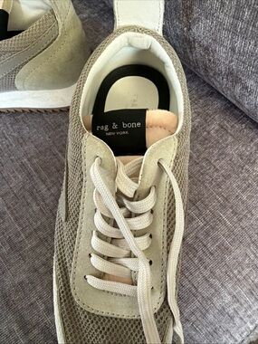 rag & bone Women's Beige and Cream Suede Mesh Sneakers
